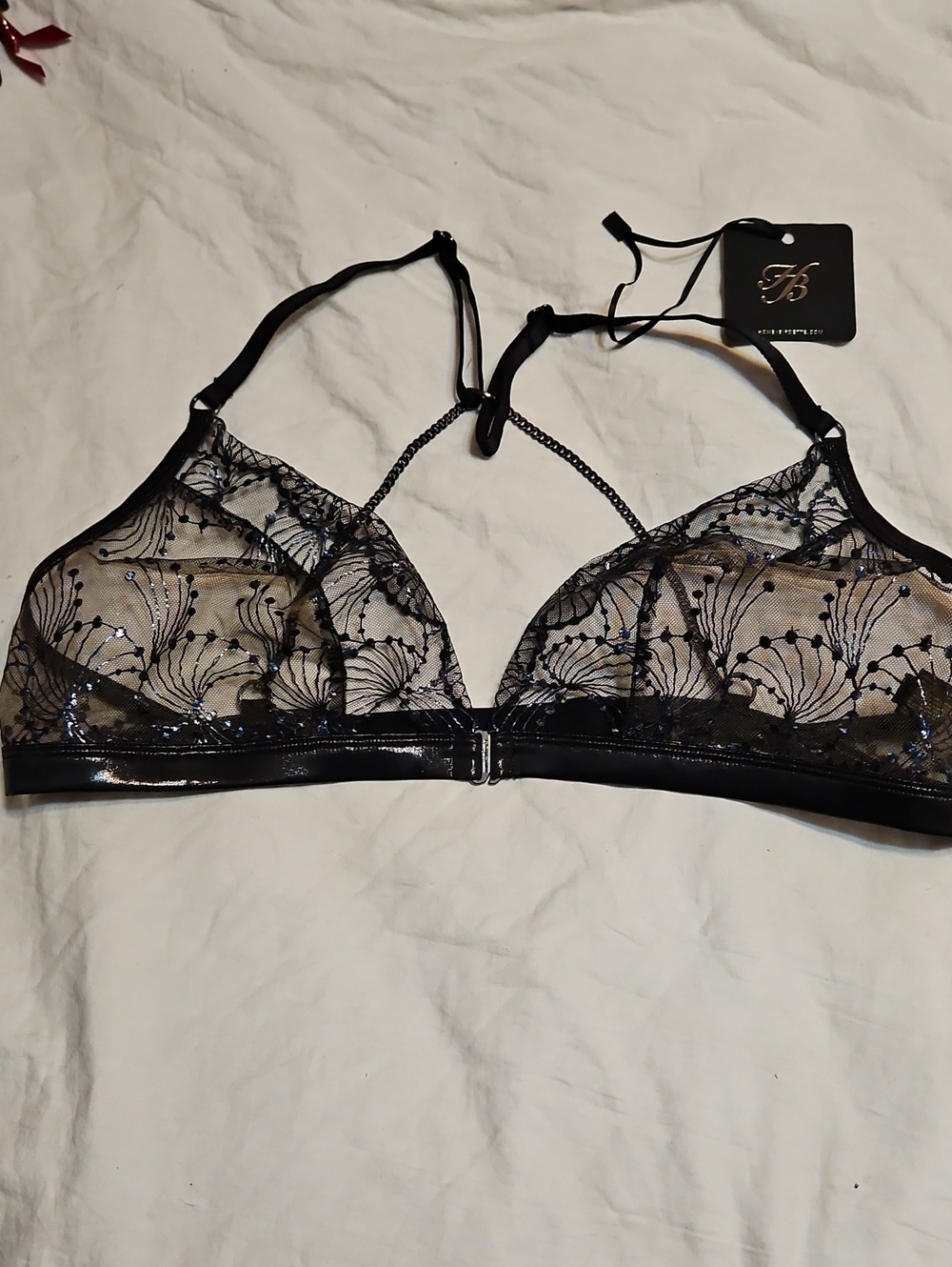 Noelle Black Xxl Feminine Sheer Lace Bralette Honey Birdette